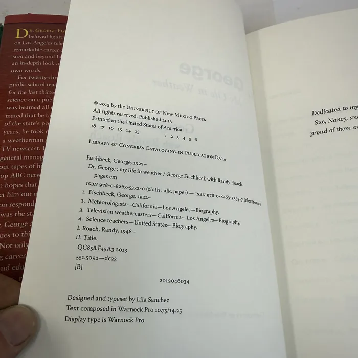 Copyright / ISBN — Dr. George: My Life in Weather