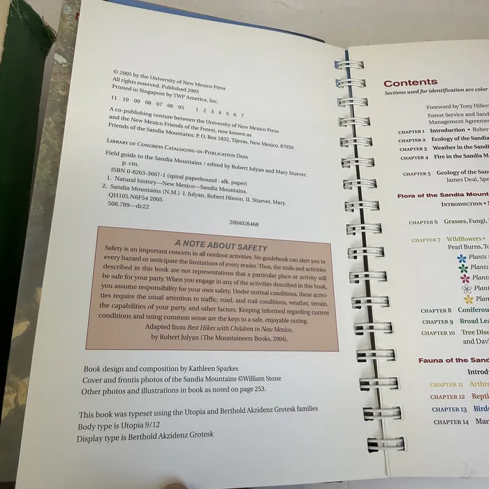 Copyright / ISBN — Field Guide to the Sandia Mountains