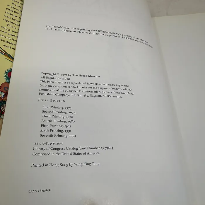 Copyright / ISBN — Kachinas: A Hopi Artist's Documentary