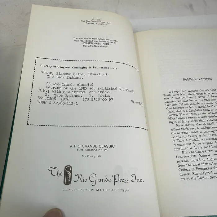 Copyright / ISBN — The Taos Indians